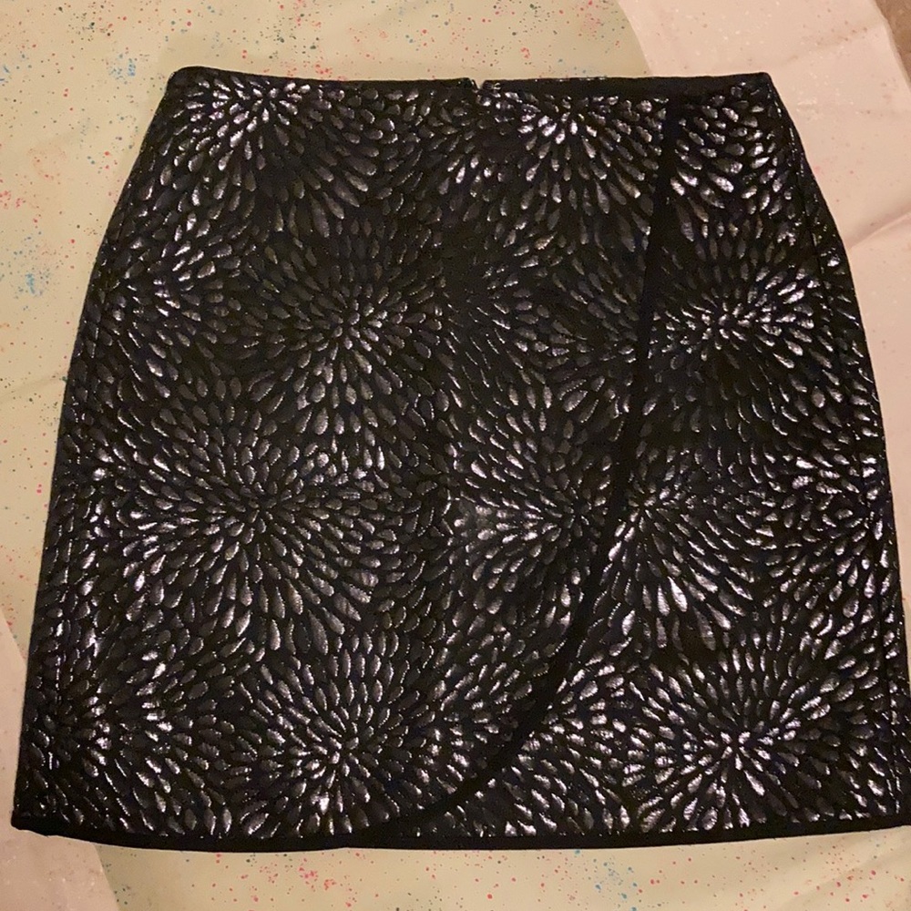 Loft Black Shimmer Mini Skirt 2 Petite
